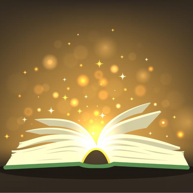 magic-book-with-magic-lights-vector-id1060895936